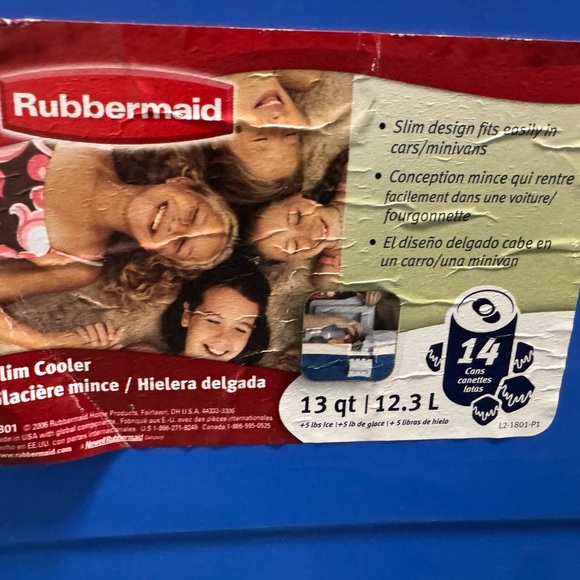 Rubbermaid The Slim Cooler 13QT/12.5L Blue With Split Lid Vintage - Picture 4 of 8